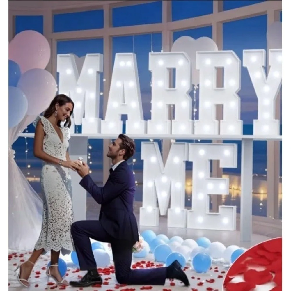 (40)Marry Me Light Up Letters, 7pcs Will You Marry Me Sign Decorations, 3FT